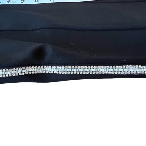 NWT Zara Stretch Leggings - Black - Rhinestone Side Edging - Inseam 27 - Picture 4 of 10